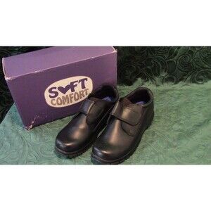 Boys Smart Fit Skid Resistant Sz 5 Black Hook & Loop Shoes